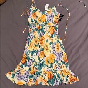 Express Bodycon Peplum Mini Floral Dress